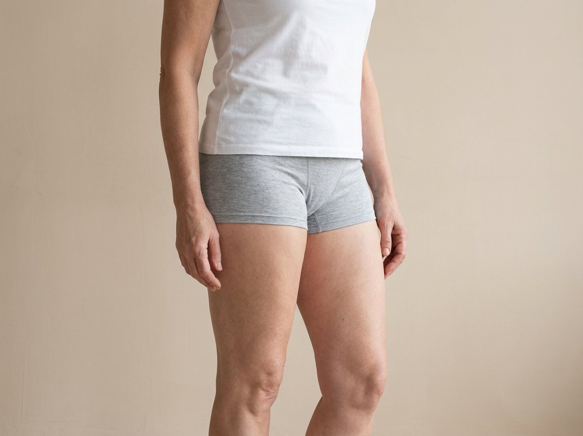 De korte pijpjes van de boyshort gedragen