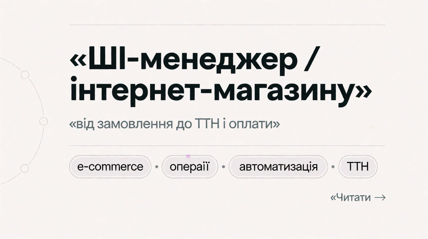 ШІ-менеджер інтернет-магазину: операції від замовлення до ТТН і оплати